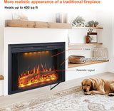 35.63” W 27.5" H Electric Fireplace Insert with Low/High Temperature Settings