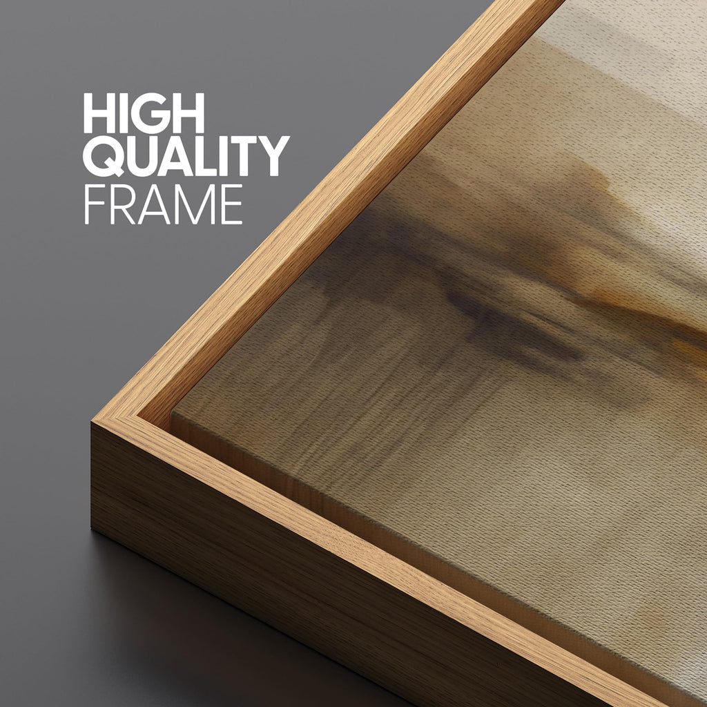 Extra Large Framed Canvas Print Wall Art Neutral Abstract Minimalist Beige and Brown Landscape Illustrations Modern
