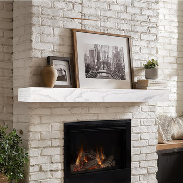 Fireplace Mantel Shelf, 60×8×3 Inch Wooden Floating Shelf, White