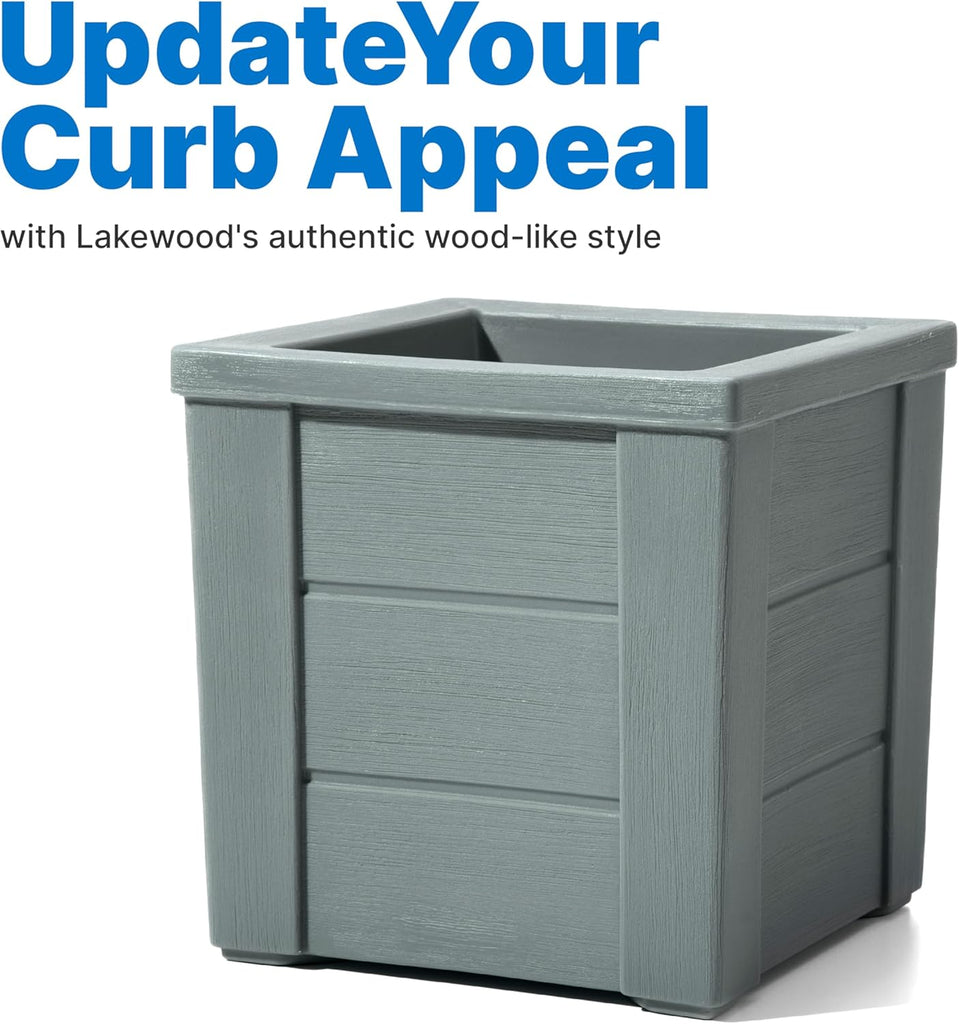 Lakewood Square Planter, Large Planters for Outdoor Plants, Gardening and Flower Pot or Porch, Efficient Drainage