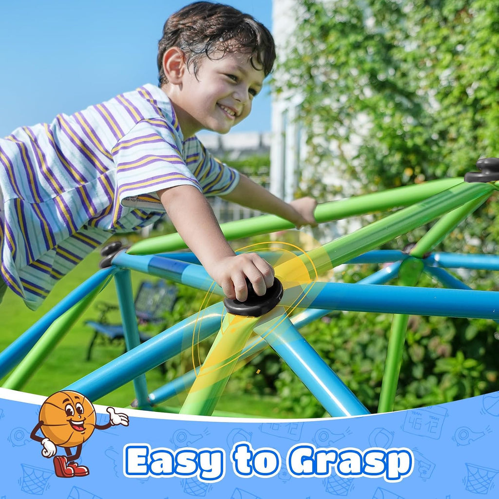 10FT Climbing Dome, Outdoor Jungle Gym for Kids with Climbing Grip - Geometric Dome Climber Outdoor Playset and Easy