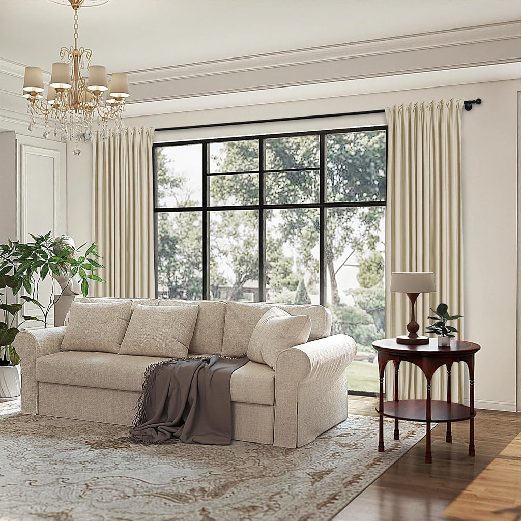 Velvet Curtains with Blackout Lining 72" W x 84" L Indoor Heat Insulated Soft Luxury Back Tab/Rod Pocket 2 in 1
