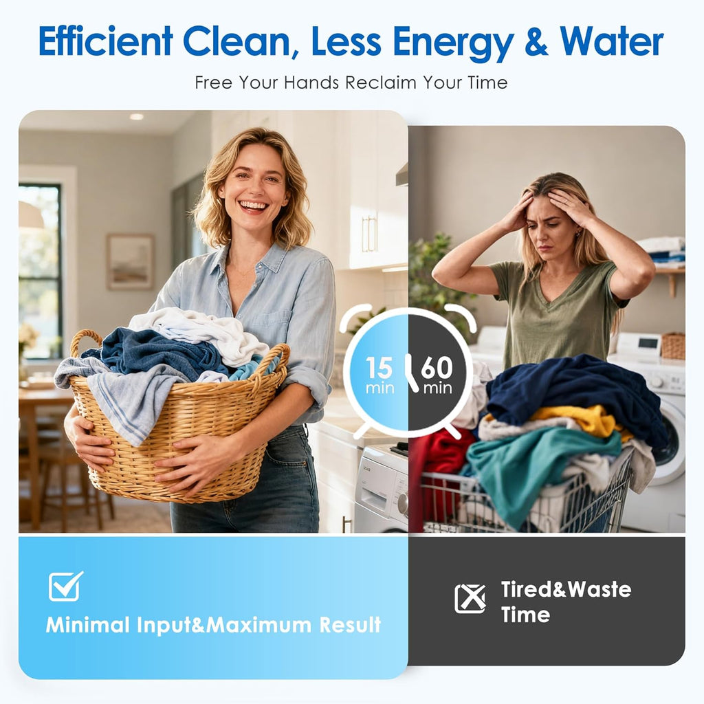 Portable Washing Machine, 16lbs Twin Tub Portable Washer with 9.6Lbs Washer and 6.4Lbs Spinner dryer, Semi-automatic