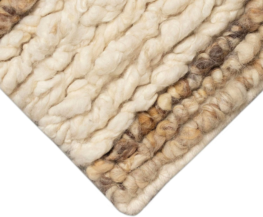 Lhasa Indoor Hand Woven Wool Thick Area Rug - Transitional Stripe Global Multicolor (Stripe Neutral) (3'6" x 5'6")