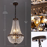 6 Lights French Empire Crystal Chandelier 13 Inch Farmhouse Chandeliers Lighting, Antique Bronze Adjustable Ceiling Pendant Light Fixture for Dining Living Room Bedroom Bathroom Foyer A108-B083MXLGXC