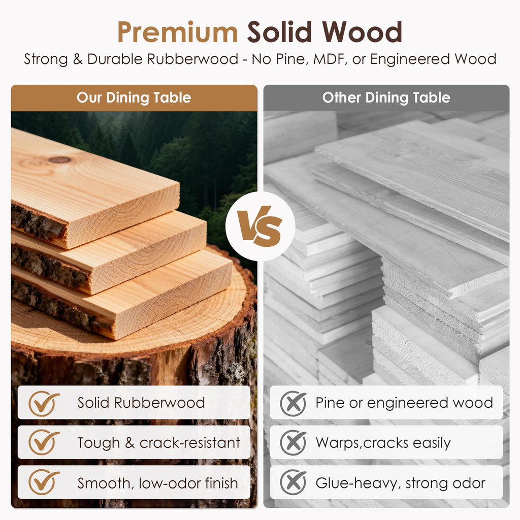 Extendable Dining Table for 4-8, 67"-82" Wood Dining Room Table with Self-Storing Butterfly Leaf, Modern Kitchen