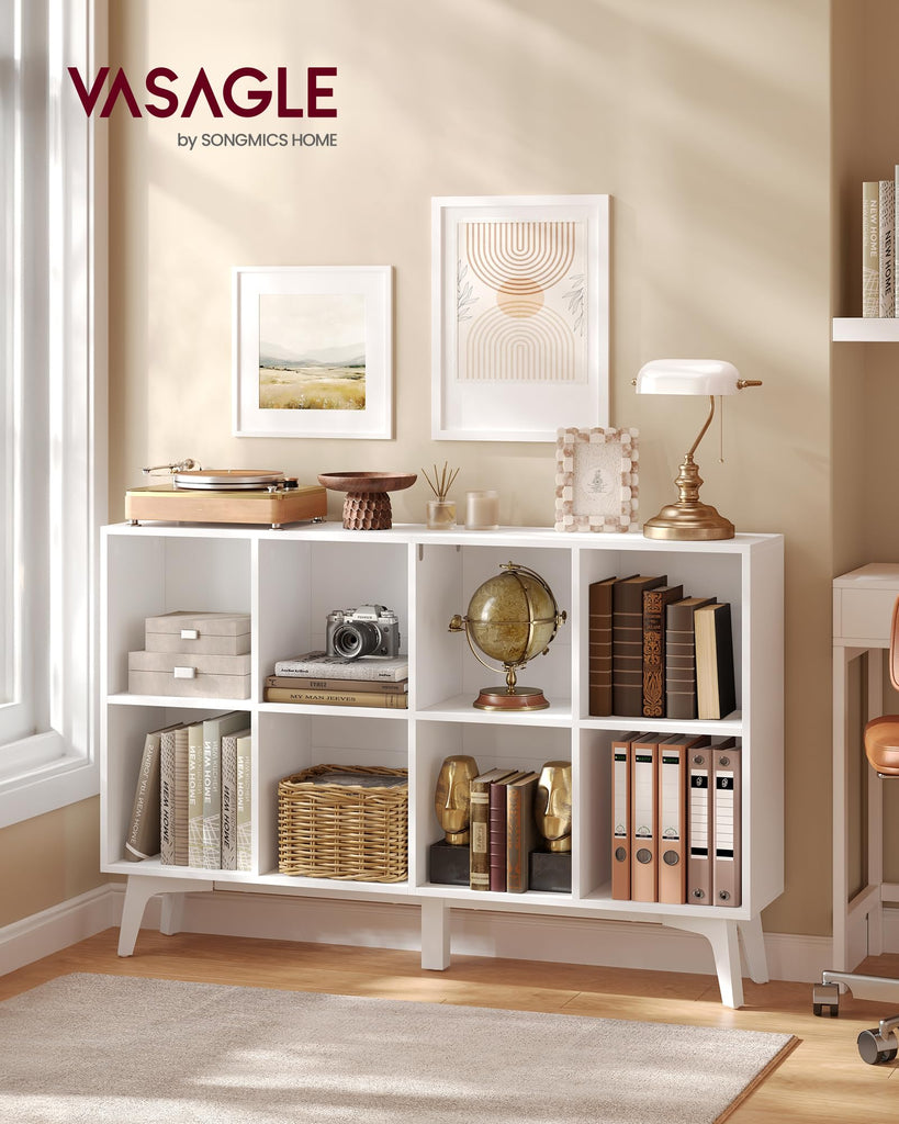 Mid-Century Modern 8-Cube Bookshelf, 47.1 x 9.4 x 30.3 Inch