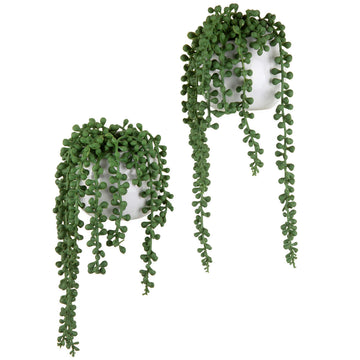 Faux String of Pearls Plants White Ceramic Wall Planter Set of 3