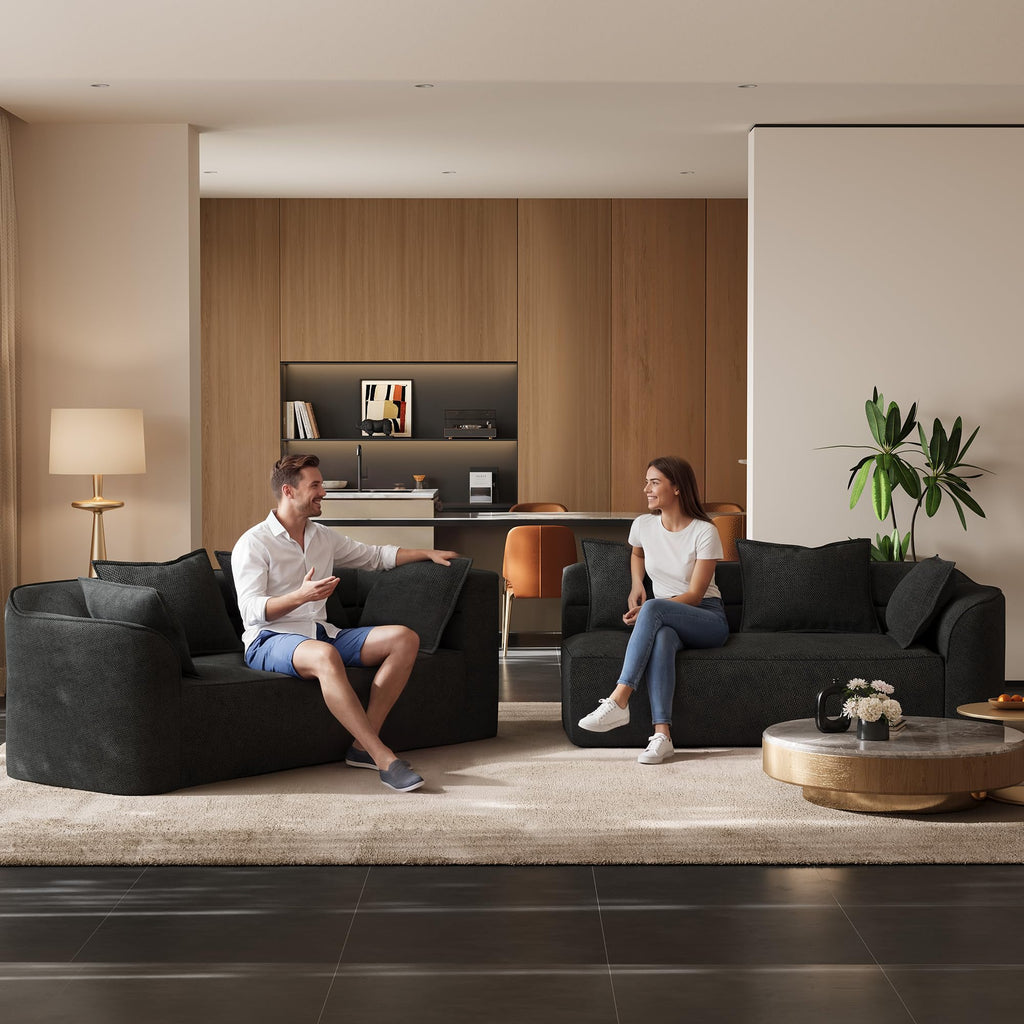 111" Modern Curved Sectional, Oversized Modular Couch, Black