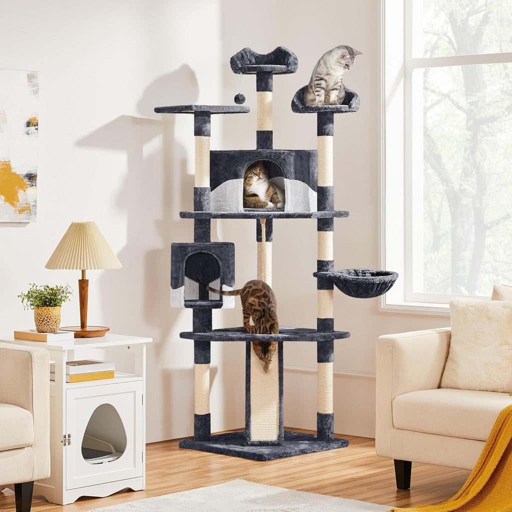 79in Multi-Level Tall Cat Tree for Multiple Cats with sisal Posts