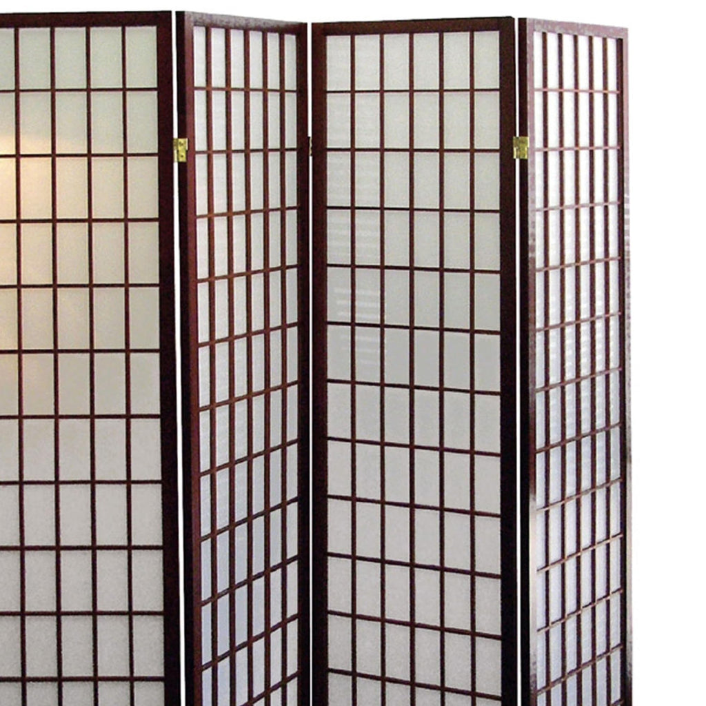 70" Tall 4-Panel Folding Room Divider, Japanese Style Privacy Screen