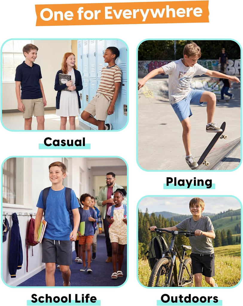 Boys Uniform Shorts Shorts with Liner, 5 Pockets and Elastic Waist