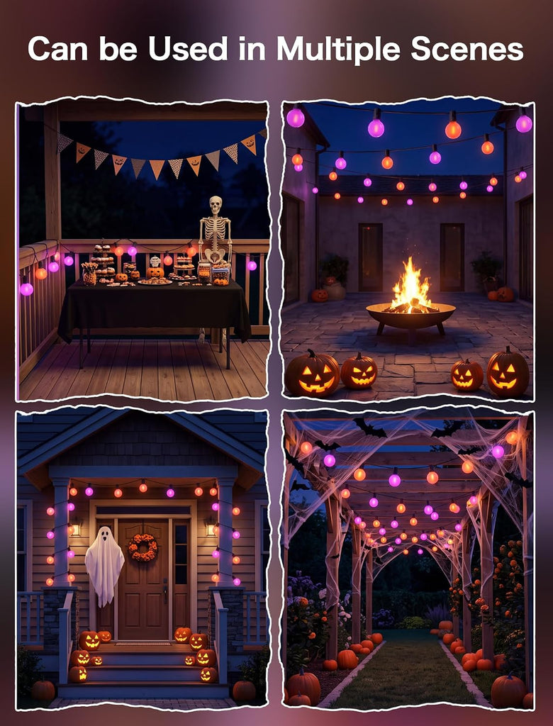 50FT Purple and Orange Christmas Lights, Opaque 50 LED Count Christmas LED String Lights, Indoor Decoration Lights