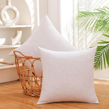 22x22 Inch Gold Goose Down and Feather Throw Pillow Inserts-2 Packs,White,Super Soft Cover,Double Layer Dwon Proof - Set of 2