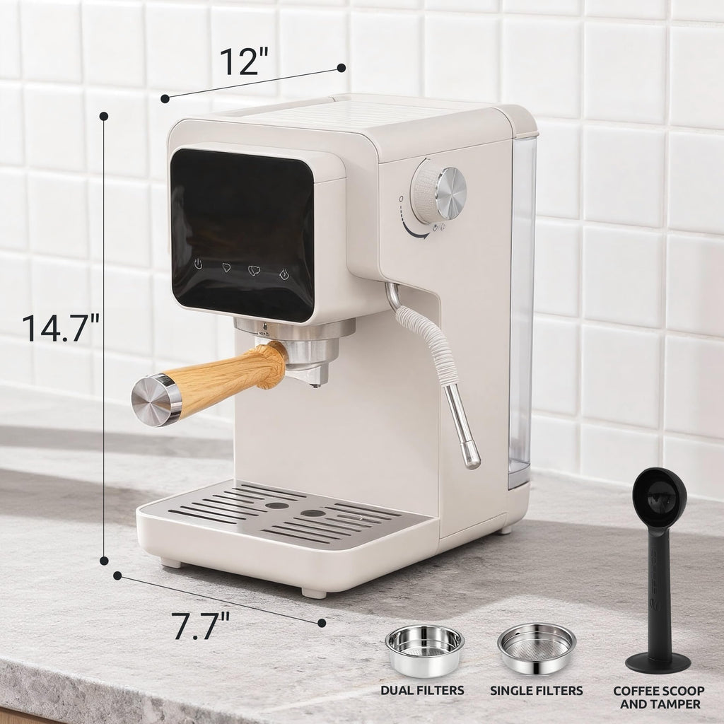 Touchscreen Espresso Machine with Steam Wand, 40.6oz Water Tank