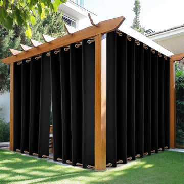 Waterproof Outdoor Curtains with Zipper Top & Bottom Grommet Thermal Privacy Drapes 2 Panels Gazebo Outside Blackout
