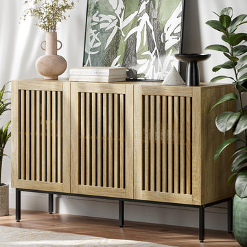 Buffet Cabinet with Storage, 47" Farmhouse Console Table with Metal Base and Adjustable Shelves, Sideboard Coffee Bar