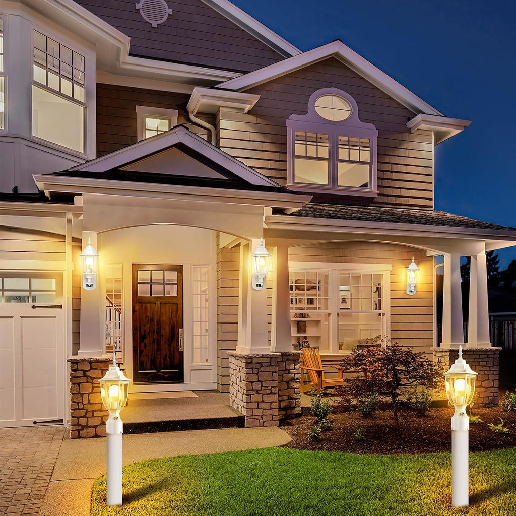 Dusk to Dawn Outdoor Post Lights, Waterproof Aluminum White Lamp Post Light Fixture