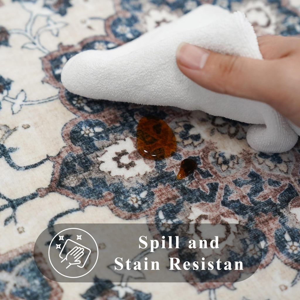 Kitchen Washable 3x6 Runner Rug: Non-Slip Stain Resistant Wide Carpet Light Weight Thin Rugs Entryway Bathroom