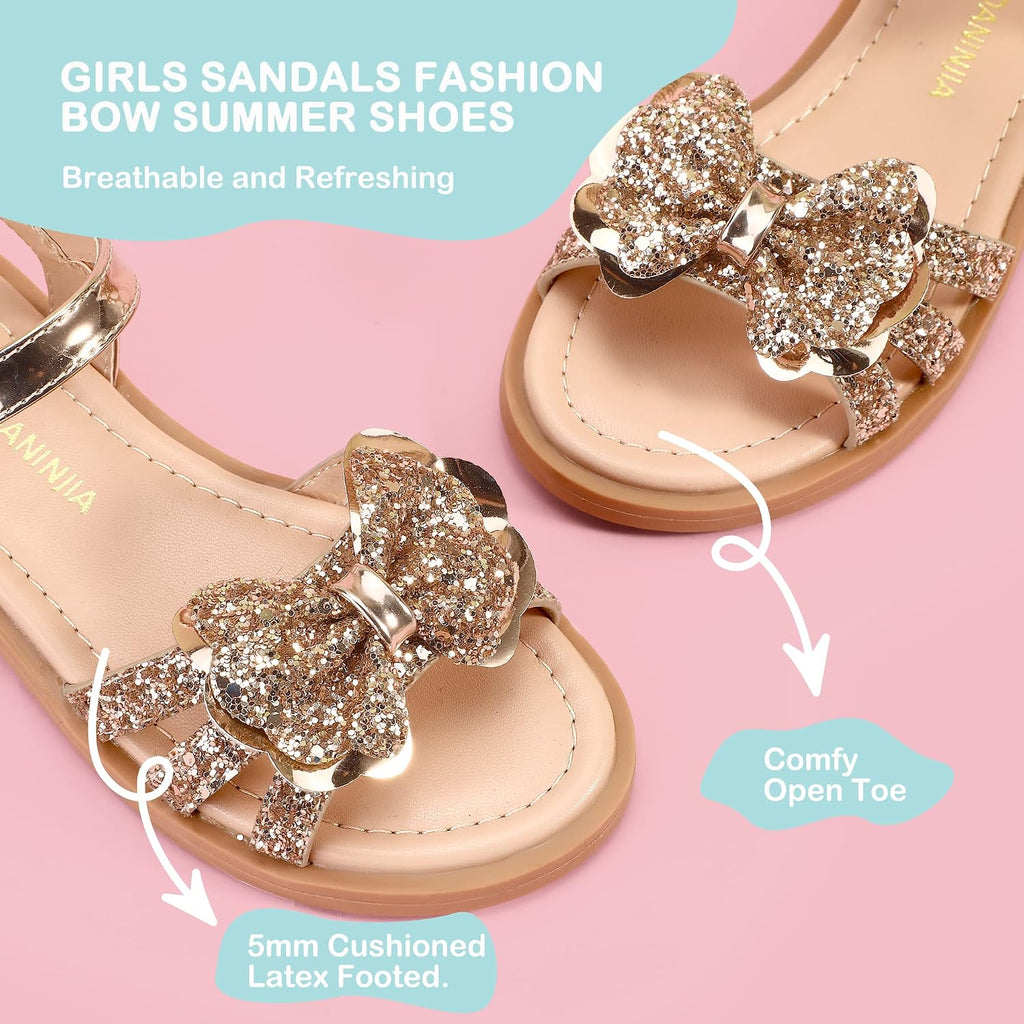 Girls Sandals Cute Bow Summer Dress Flats Shoes