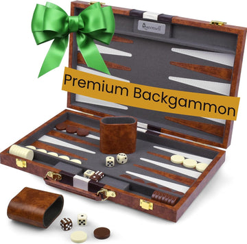 Large Backgammon Sets for Adults - Classic Board Games for 2 Players Adults and Kids - Premium Backgammon Set 15 inch