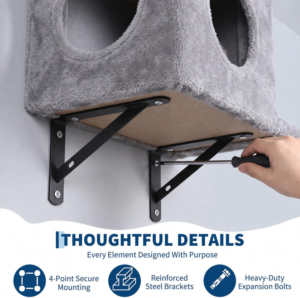 Cat Wall Shelves, 18-in-1 Wall Mounted Cat Furniture Set, Gray