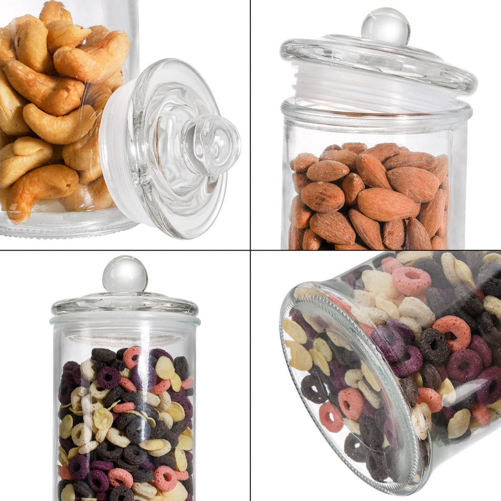 Set of 3 Glass Apothecary Jars with Lids, Bathroom Canisters Storage Container Jars, Decorative Small Glass