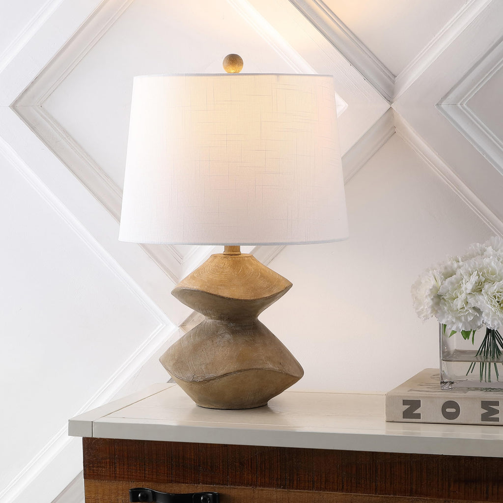 Laken 21.5" 2-Stack Cairn LED Table Lamp, Brown Wood Finish