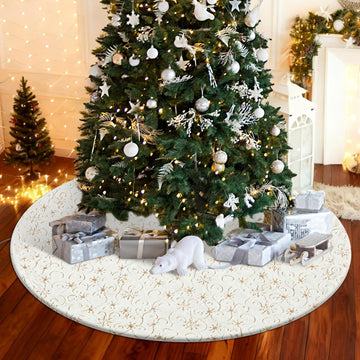 Faux Fur Christmas Tree Skirt, White, 60 Inch