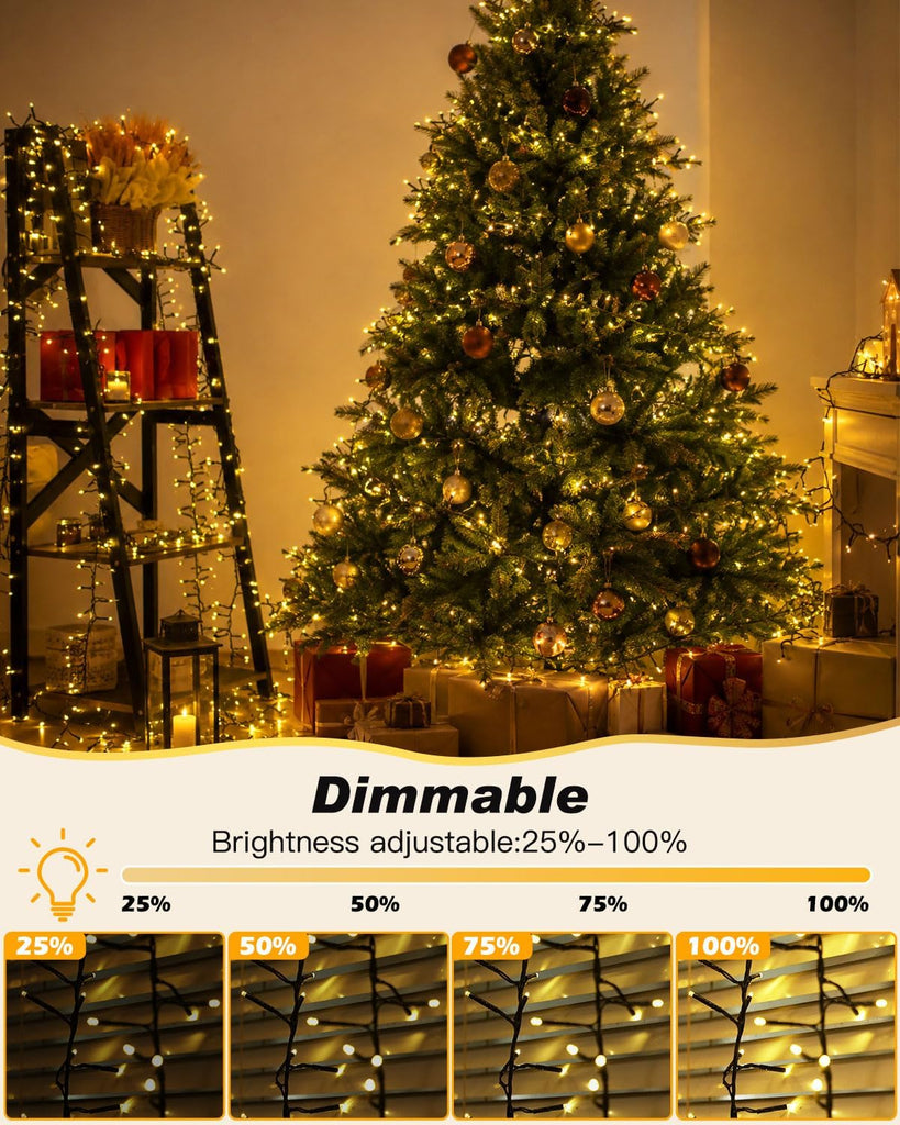 50Ft 1000 LED Cluster Christmas Tree Lights with Remote & Timer