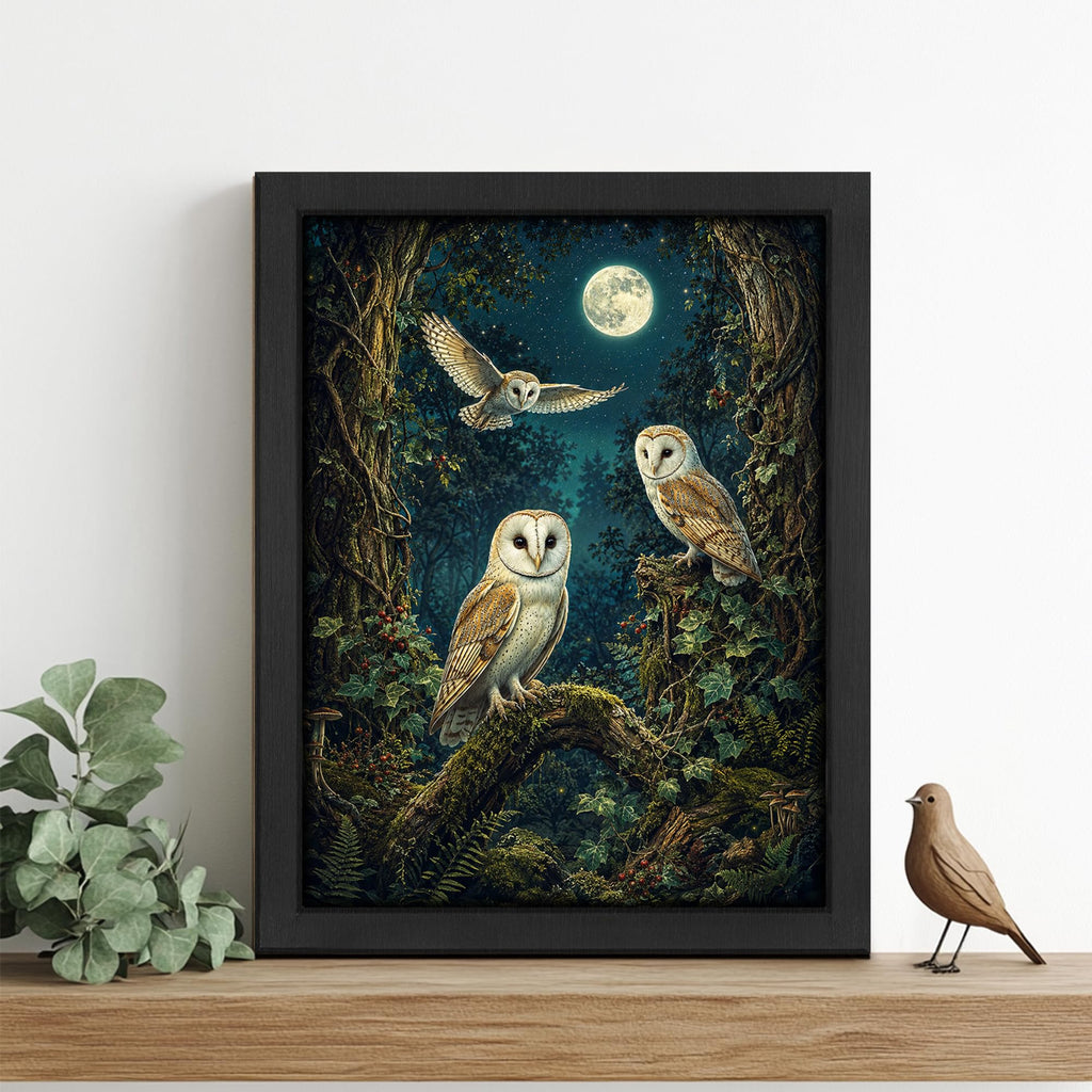 Barn Owl Decor Wall Art, Forest Wildlife Animal Picture 16"x20"