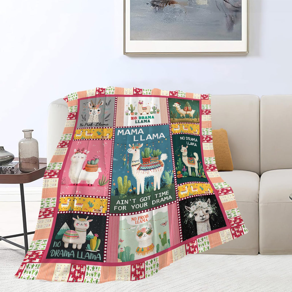 Llama Blanket, Alpaca Throw Blanket, Llama Tropical Gifts Blankets Stuff Fleece Flannel Plush for Girls Women Men Boys