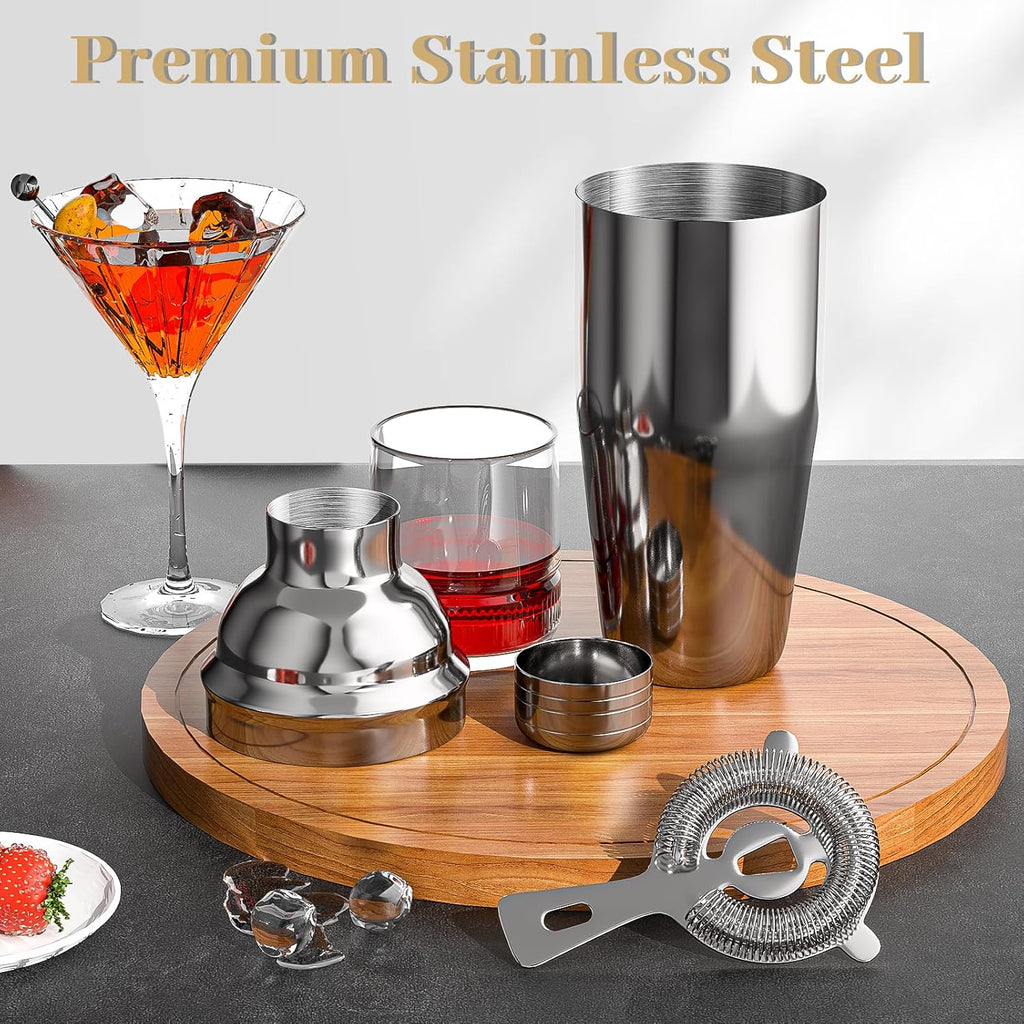20-Piece Bartender Kit with Stand, Cocktail Shaker Set Bar, 25oz Professional Stainless Steel Bar Tool Set with