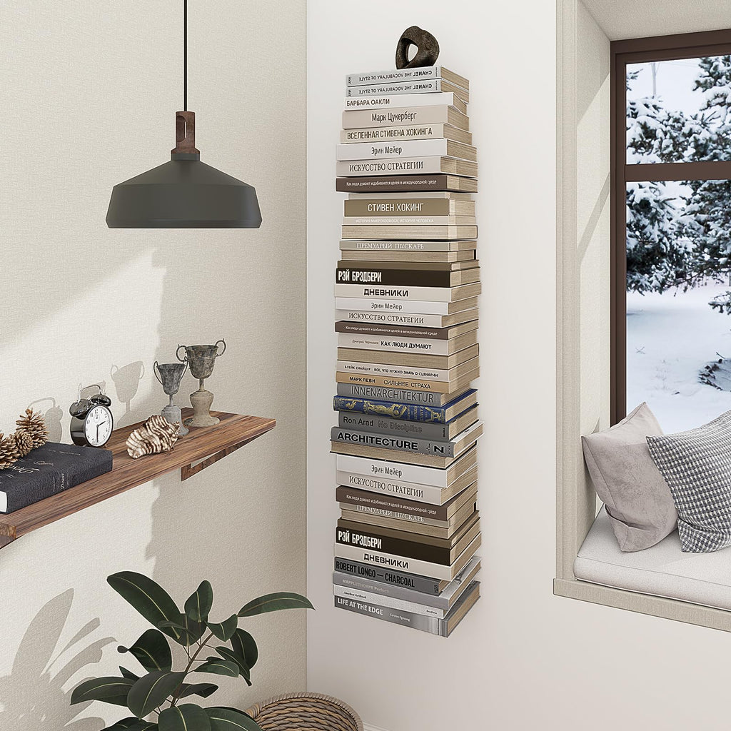 6 Tier Black Invisible Floating Bookshelves for Wall