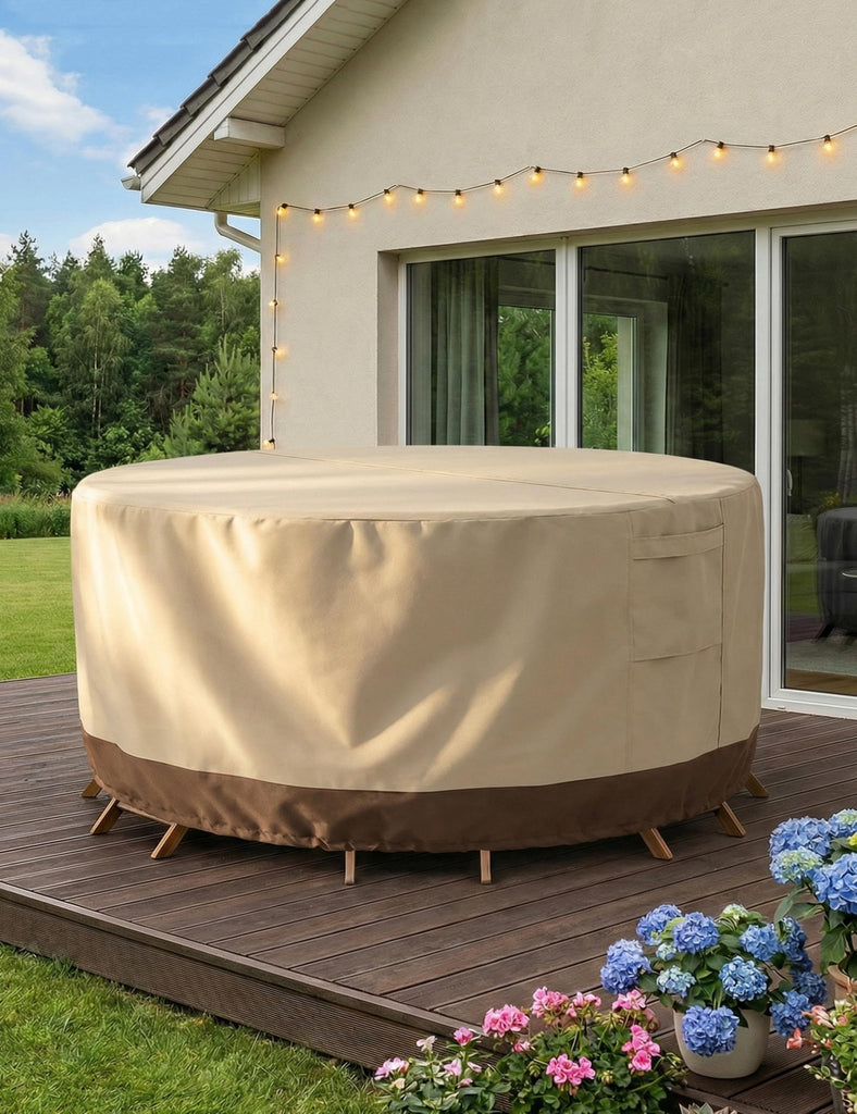 Patio Outdoor Furniture Covers Waterproof, Round Outdoor Table Cover