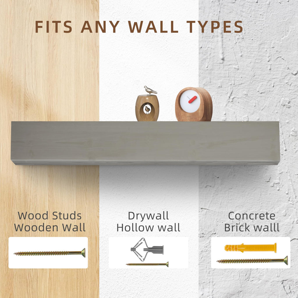 72" Rustic Wood Fireplace Mantel | Wall-Mounted & Floating Shelf Decor