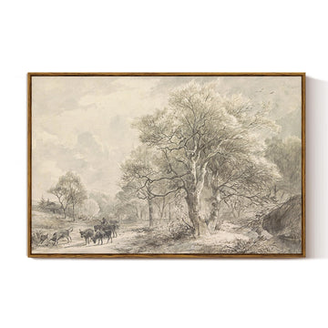 Large Vintage Landscape Canvas Wall Art, 24x36 Inch, Framed Natural Scenery Painting Artwork Prints, France Country