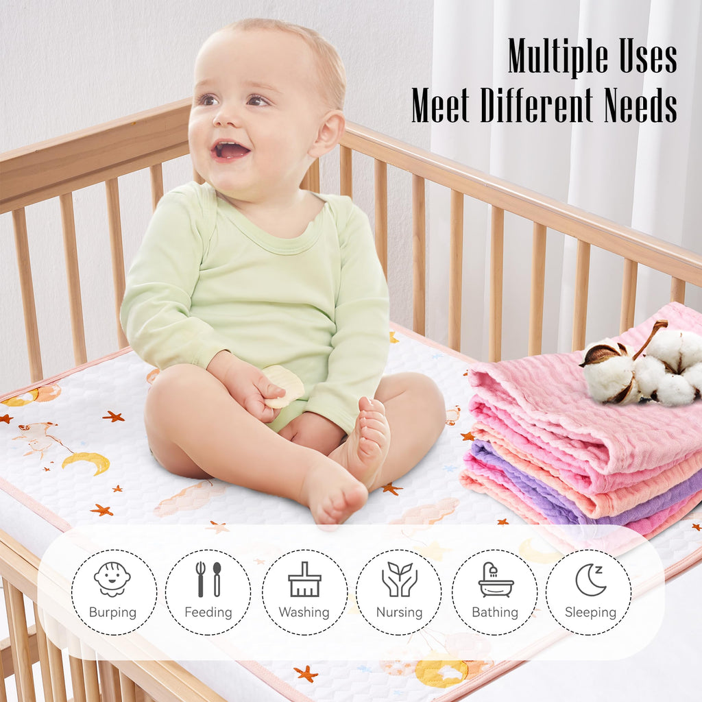 12 Pack Muslin Burp Cloths - Large 20" x 10", Ultra Absorbent 100% Cotton for Baby Drool and Messes - Soft, Gentle