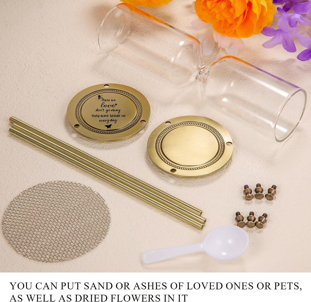 Butterfly Memorial Hourglass Urn for Ashes - Brass Finish