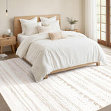 5x7 Washable Boho Moroccan Area Rug, Neutral Farmhouse Non-Slip Carpet for Bedroom Office