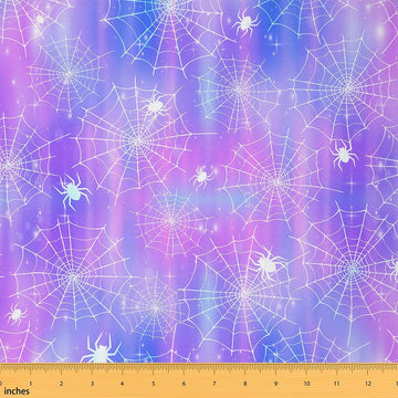 Spider Web Fabric by The Yard 36" L x 59" W, Spider Lines Wildlife Soft Polyester No Stretch Fabric for Chairs Sofa