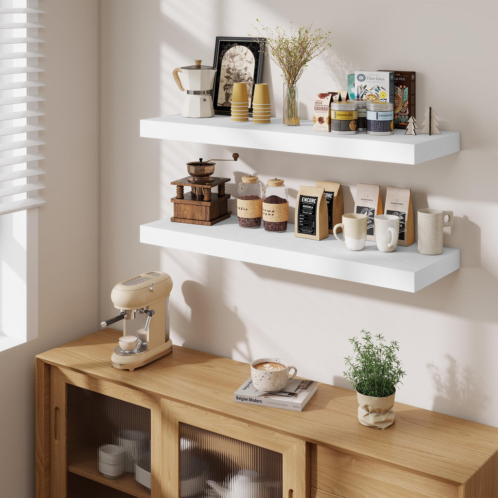 Floating Shelves for Wall, 40 Inch Floating Shelf Decor, Wall Mounted Rustic Wood Shelves 12 Inch Deep, Hanging Deep