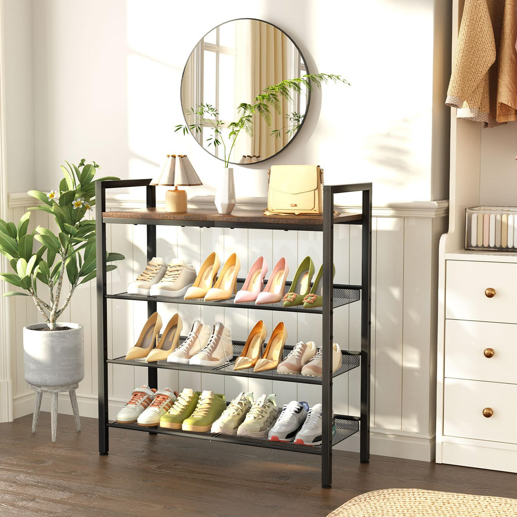 4 Tier Shoe Rack, Shoe Rack for Front Door Entrance