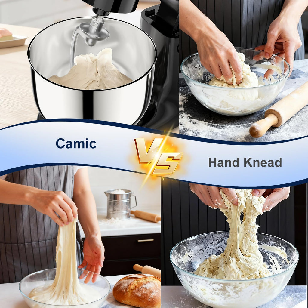 Stand Mixer, 4.2QT+5.3QT Two bowls Electric Mixer,Black