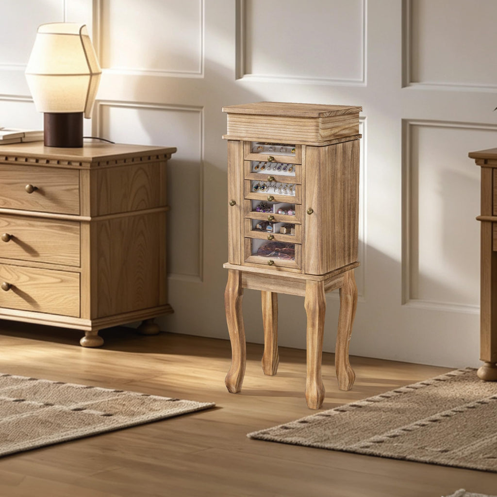 Standing Jewelry Armoire for Women, 7 Drawers & 2 Side Doors