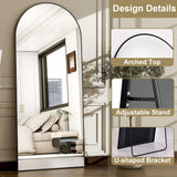 57" x 20" Arched Full Length Mirror - Wall Mounted/Floor Mirror Aluminum Alloy Frame Full Body Mirrors Living Room