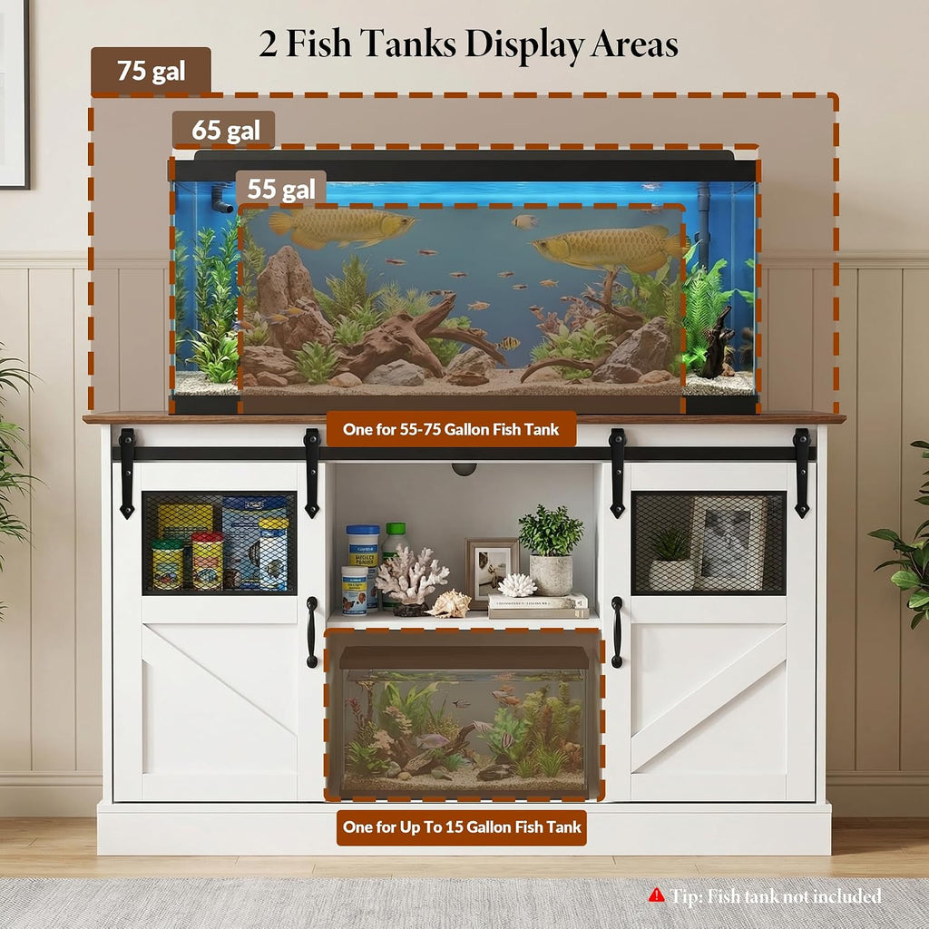 55-75 Gallon Fish Tank Stand with Power Outlet, White Aquarium Stand