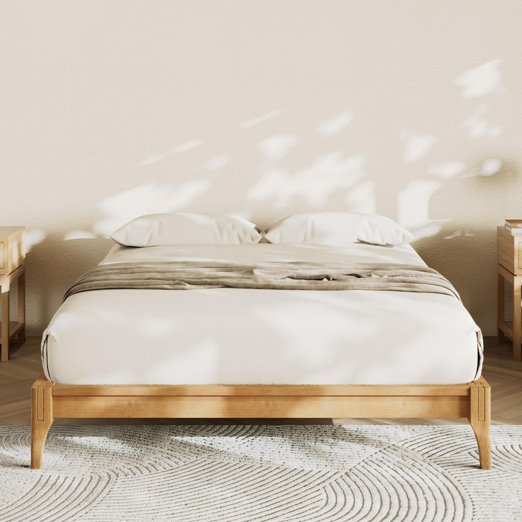 Full Size Bamboo Japanese Joinery Bed Frame, Tools Free, Natural