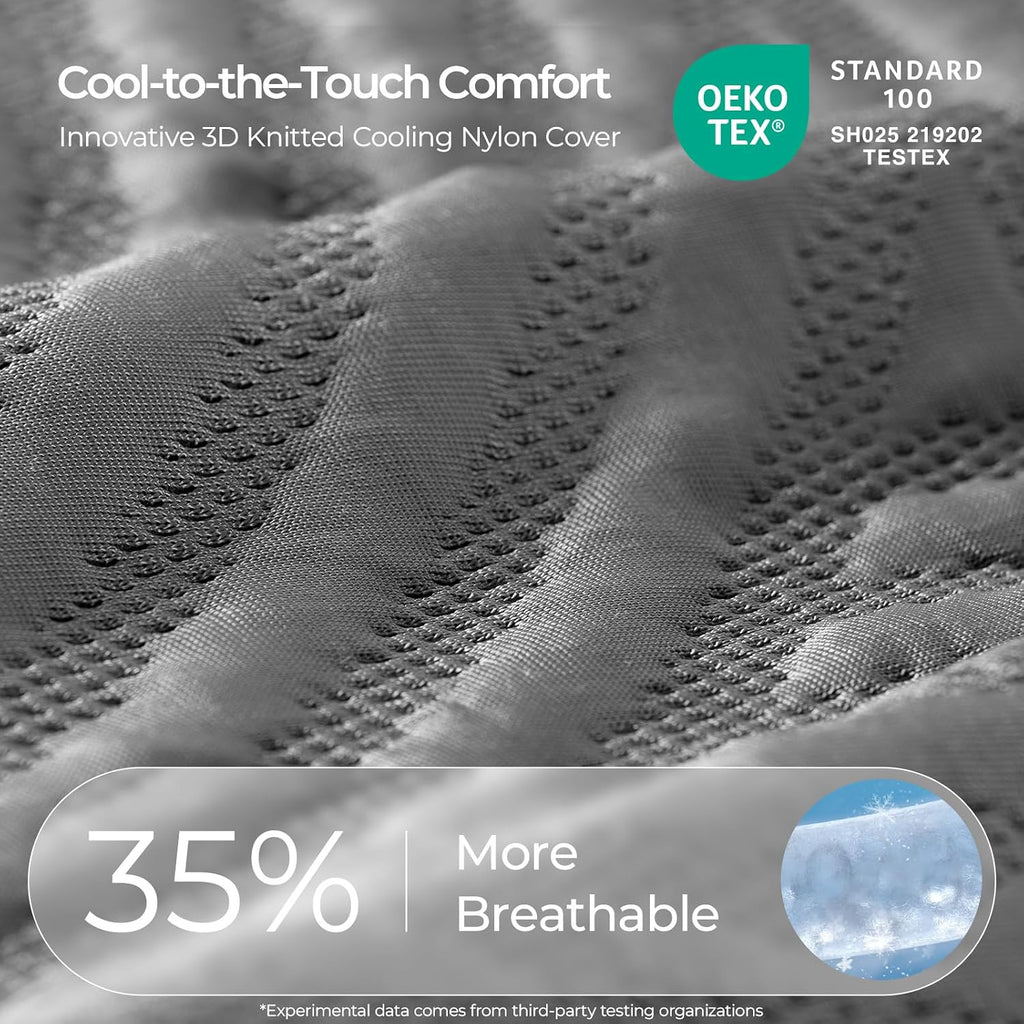 CoolNest Queen Mattress, 14 Inch Cooling Memory Foam Mattress | Cool Night Sleep, 5-Zone Ergo Support for Pressure