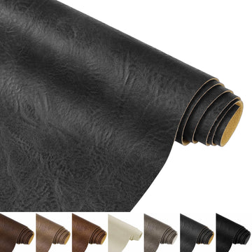 Faux Leather Fabric, 1.0mm Thick Vinyl Upholstery Fabric 55" x 180", Soft Fake Leather Fabric by The Yard for Sofa